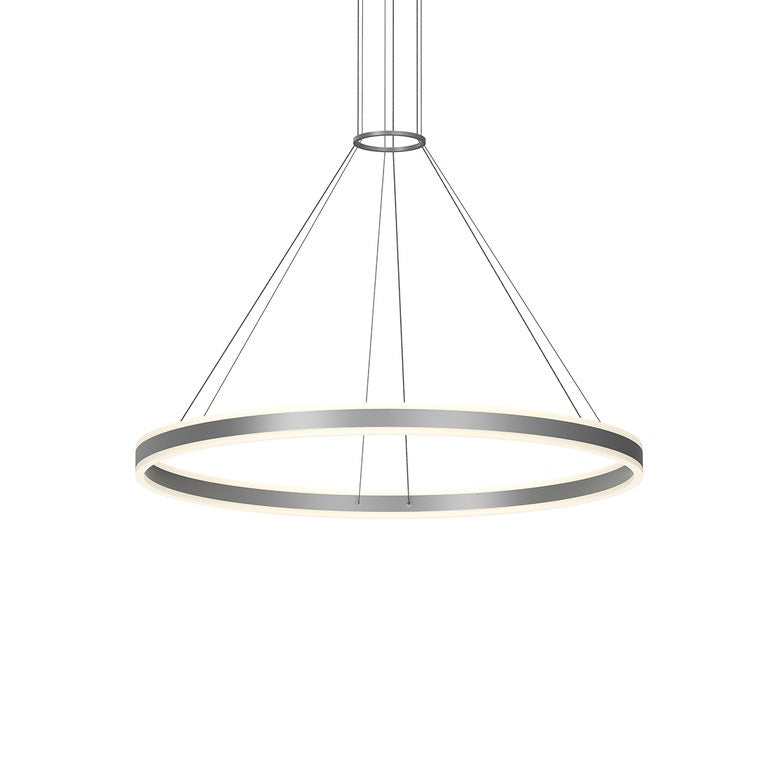 SONNEMAN Double Corona 48" 2-Light LED Bright Satin Aluminum Frosted Acrylic Shade Ring Pendant Light With 20' Cord Length