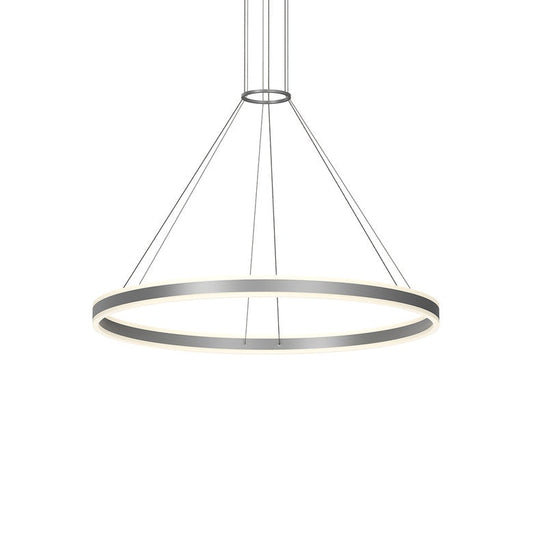 SONNEMAN Double Corona 48" 2-Light LED Bright Satin Aluminum Frosted Acrylic Shade Ring Pendant Light With 6' Cord Length