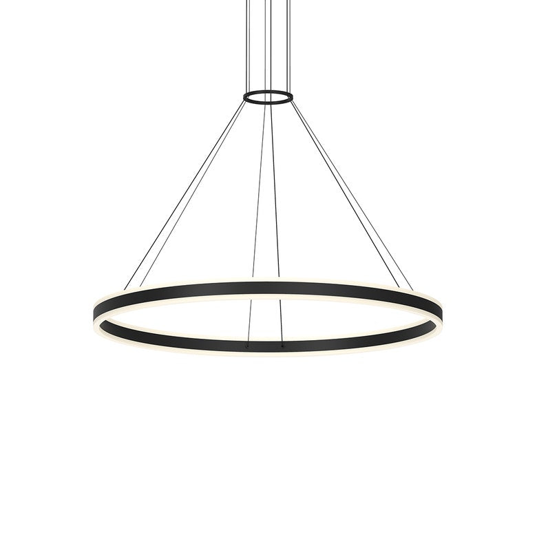 SONNEMAN Double Corona 48" 2-Light LED Satin Black Frosted Acrylic Shade Ring Pendant Light With 20' Cord Length