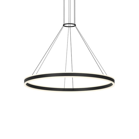 SONNEMAN Double Corona 48" 2-Light LED Satin Black Frosted Acrylic Shade Ring Pendant Light With 20' Cord Length