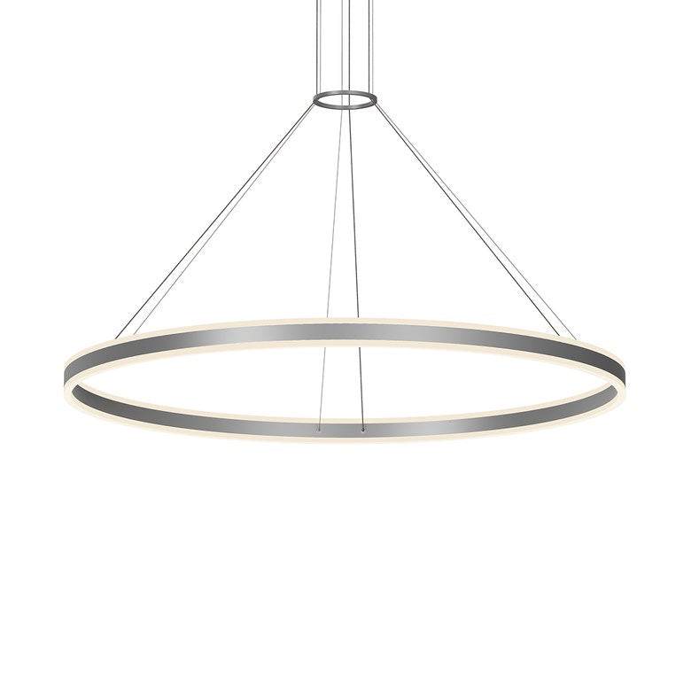 SONNEMAN Double Corona 60" 2-Light LED Bright Satin Aluminum Frosted Acrylic Shade Ring Pendant Light With 6' Cord Length