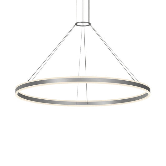 SONNEMAN Double Corona 60" 2-Light LED Bright Satin Aluminum Frosted Acrylic Shade Ring Pendant Light With 6' Cord Length