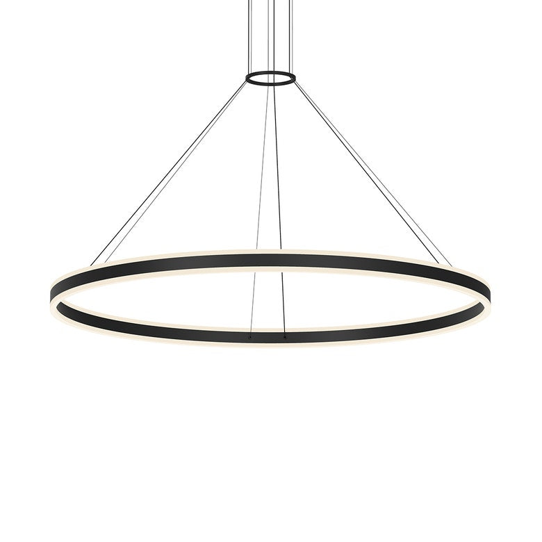 SONNEMAN Double Corona 60" 2-Light LED Satin Black Frosted Acrylic Shade Ring Pendant Light With 6' Cord Length