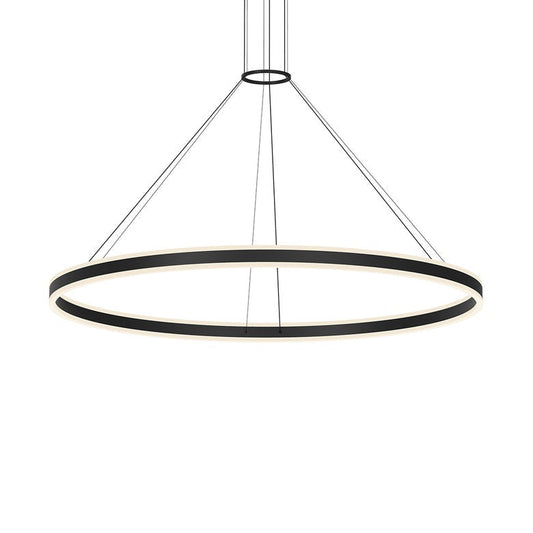 SONNEMAN Double Corona 60" 2-Light LED Satin Black Frosted Acrylic Shade Ring Pendant Light With 6' Cord Length
