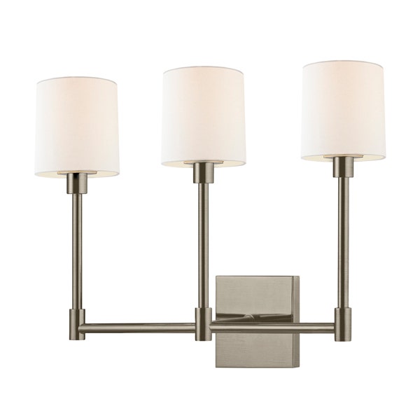 SONNEMAN Embassy 3-Light LED Satin Nickel Cotton Shade Wall Sconce