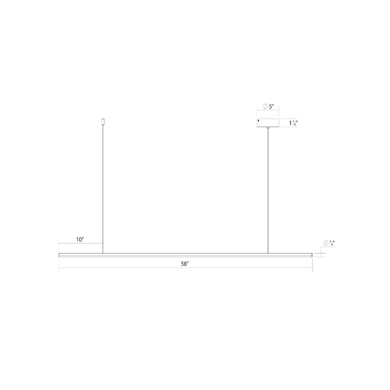 SONNEMAN Fino 60" 1-Light LED 3500K Satin Black White Acrylic Shade Linear Suspension Pendant Light