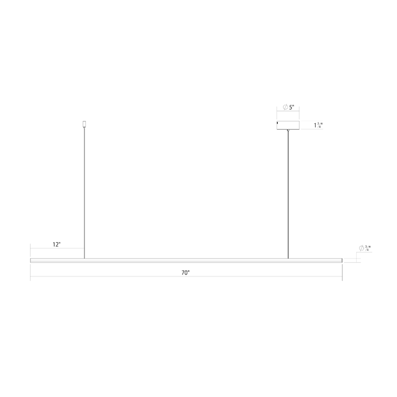 SONNEMAN Fino 72" 1-Light LED 3500K Polished Chrome White Acrylic Shade Linear Suspension Pendant Light