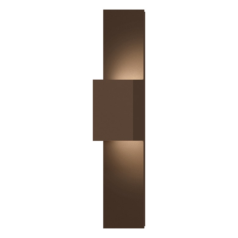 SONNEMAN Flax Box 1-Light LED Textured Bronze Aluminum Shade Dual Panel Wall Sconce