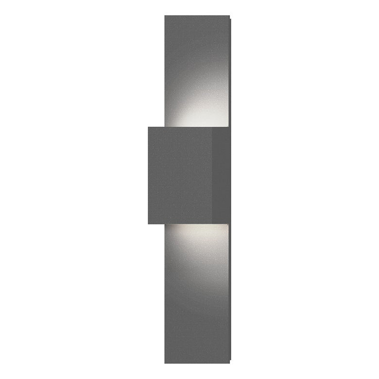 SONNEMAN Flax Box 1-Light LED Textured Gray Aluminum Shade Dual Panel Wall Sconce