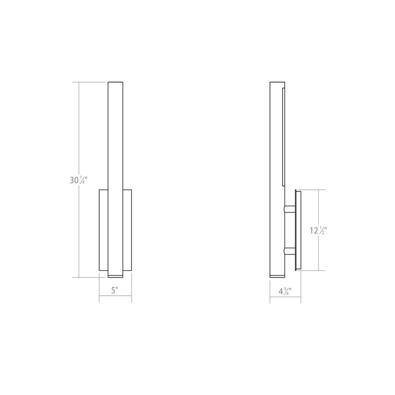 SONNEMAN Flue 30" 2-Light LED Textured Gray Aluminum Shade Wall Sconce