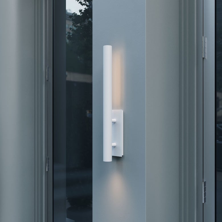 SONNEMAN Flue 30" 2-Light LED Textured White Aluminum Shade Wall Sconce