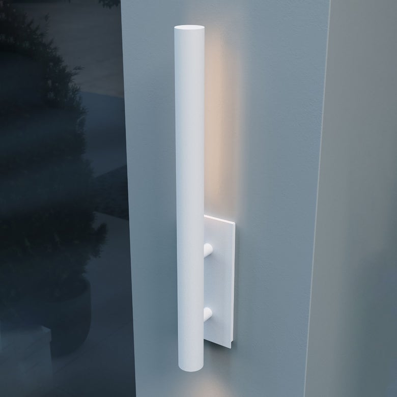 SONNEMAN Flue 30" 2-Light LED Textured White Aluminum Shade Wall Sconce