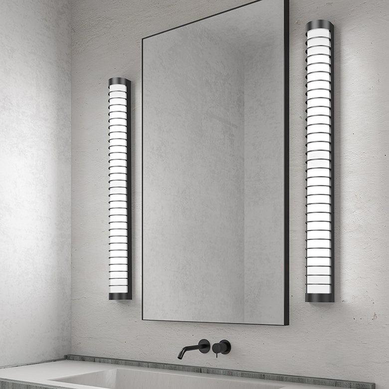 SONNEMAN Gessato 40" 1-Light LED Satin Black Optical Acrylic Shade Vanity Bath Bar Lighting