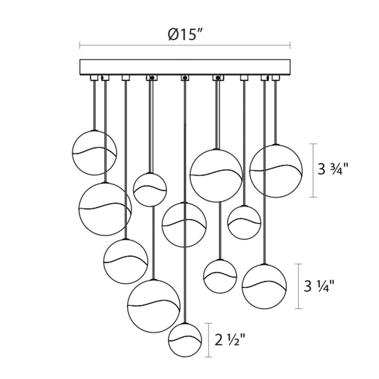 SONNEMAN Grapes 12-Light LED Small Round Canopy Satin Nickel Glass Shade Chandelier