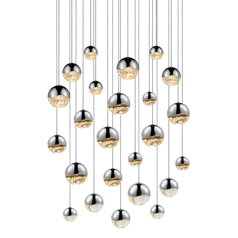 SONNEMAN Grapes 24-Light LED Assorted Round Canopy Polished Chrome Glass Shade Chandelier