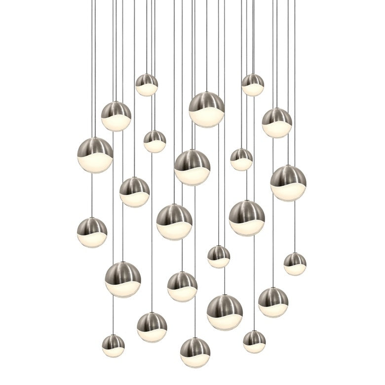 SONNEMAN Grapes 24-Light LED Assorted Round Canopy Satin Nickel Glass Shade Chandelier