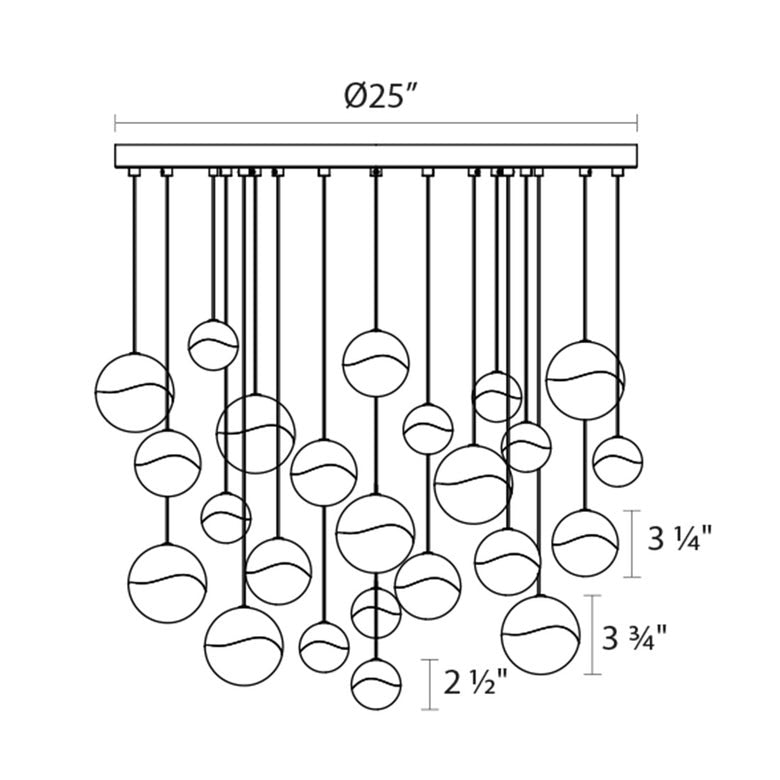 SONNEMAN Grapes 24-Light LED Large Round Canopy Polished Chrome Glass Shade Chandelier
