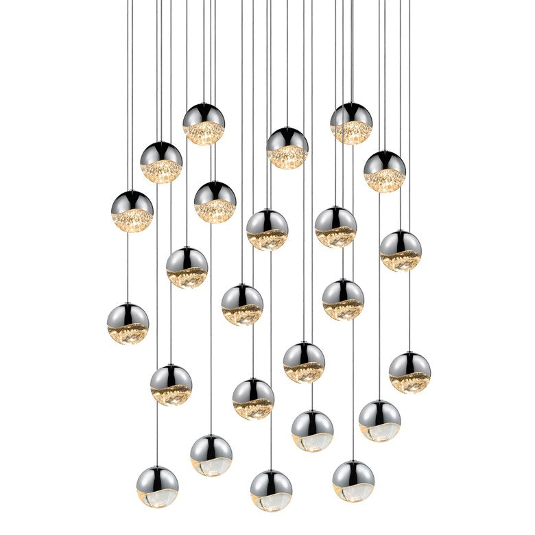 SONNEMAN Grapes 24-Light LED Medium Round Canopy Polished Chrome Glass Shade Chandelier