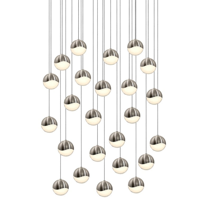 SONNEMAN Grapes 24-Light LED Medium Round Canopy Satin Nickel Glass Shade Chandelier