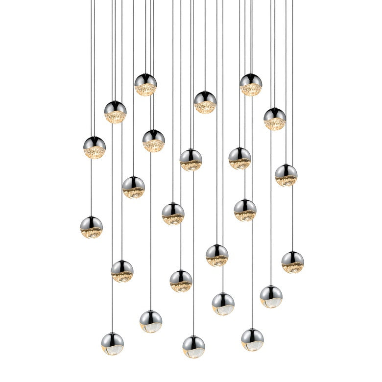 SONNEMAN Grapes 24-Light LED Small Round Canopy Polished Chrome Glass Shade Chandelier