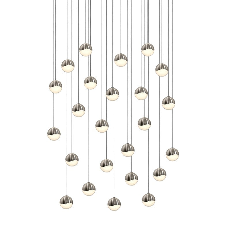SONNEMAN Grapes 24-Light LED Small Round Canopy Satin Nickel Glass Shade Chandelier