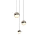 SONNEMAN Grapes 3-Light LED Assorted Round Canopy Satin Nickel Glass Shade Chandelier