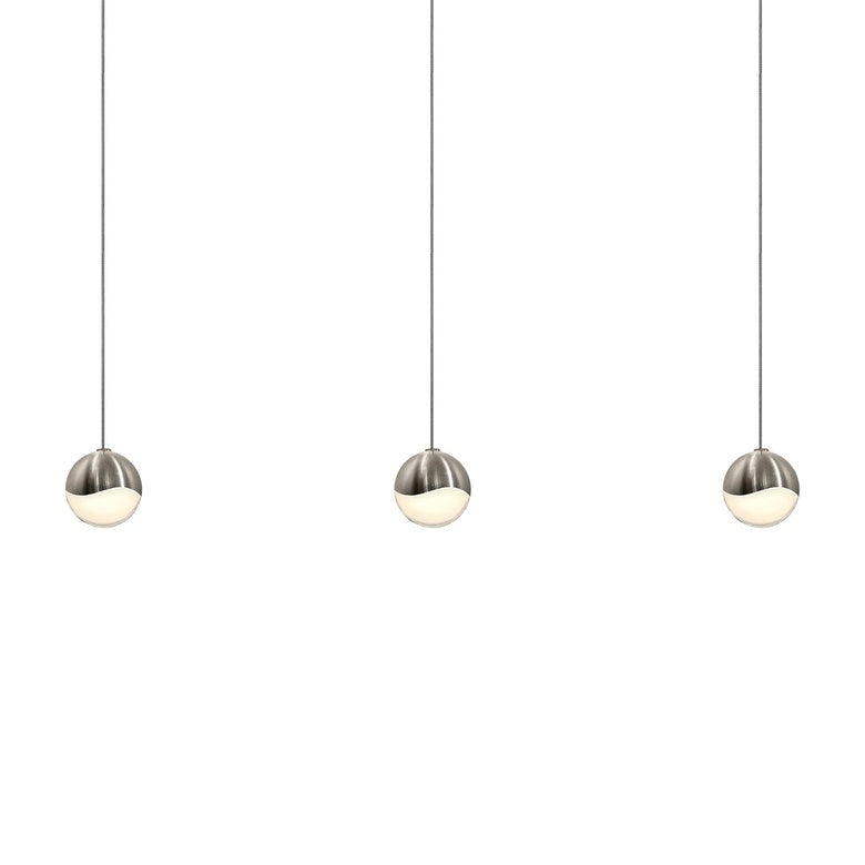 SONNEMAN Grapes 3-Light LED Small Rectangle Canopy Satin Nickel Glass Shade Chandelier