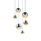 SONNEMAN Grapes 6-Light LED Assorted Round Canopy Polished Chrome Glass Shade Chandelier