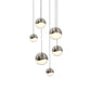 SONNEMAN Grapes 6-Light LED Assorted Round Canopy Satin Nickel Glass Shade Chandelier