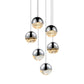 SONNEMAN Grapes 6-Light LED Large Round Canopy Polished Chrome Glass Shade Chandelier
