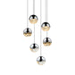 SONNEMAN Grapes 6-Light LED Medium Round Canopy Polished Chrome Glass Shade Chandelier