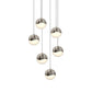 SONNEMAN Grapes 6-Light LED Medium Round Canopy Satin Nickel Glass Shade Chandelier
