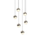 SONNEMAN Grapes 6-Light LED Small Round Canopy Satin Nickel Glass Shade Chandelier