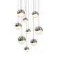 SONNEMAN Grapes 9-Light LED Assorted Round Canopy Satin Nickel Clear Glass Shade Chandelier