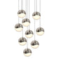 SONNEMAN Grapes 9-Light LED Large Round Canopy Satin Nickel Glass Shade Chandelier