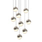SONNEMAN Grapes 9-Light LED Medium Round Canopy Satin Nickel Glass Shade Chandelier