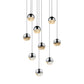 SONNEMAN Grapes 9-Light LED Small Round Canopy Polished Chrome Clear Glass Shade Chandelier