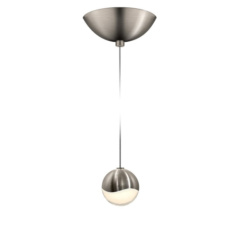 SONNEMAN Grapes Single Small LED Satin Nickel Dome Canopy Pendant Light