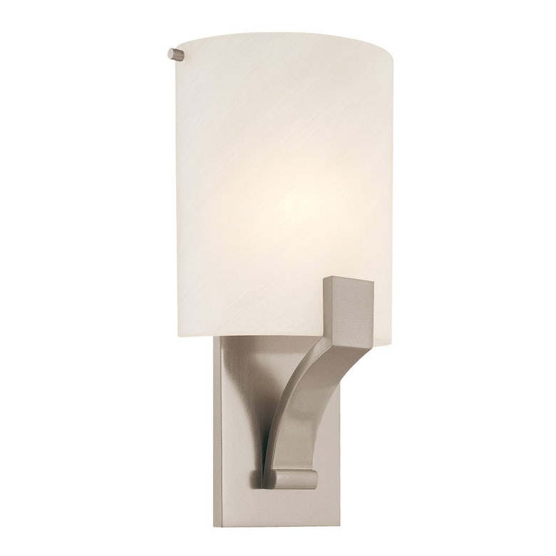 SONNEMAN Greco 1-Light Satin Nickel Glass Shade Fluorescent Wall Sconce