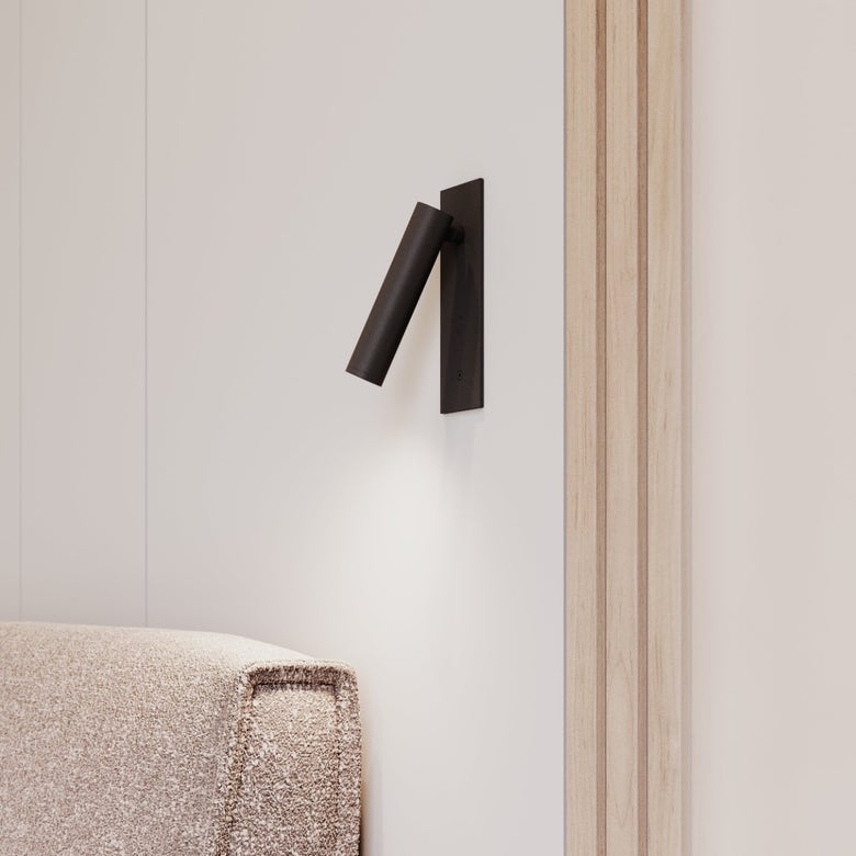 SONNEMAN Haim 1-Light LED Textured Black Aimable Recessed Headboard Plug-In Lamp