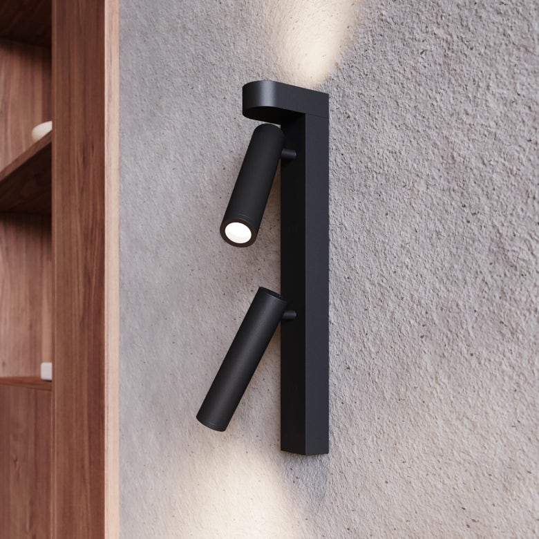 SONNEMAN Haim 3-Light Double Textured Black With Uplight Wall Sconce