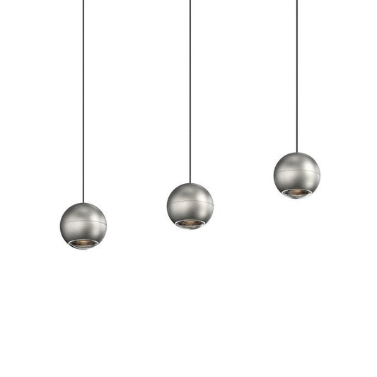 SONNEMAN Hemisphere 3-Light LED Natural Anodized Clear Acrylic Shade Pendant Light