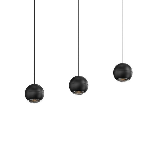 SONNEMAN Hemisphere 3-Light LED Textured Black Clear Acrylic Shade Pendant Light