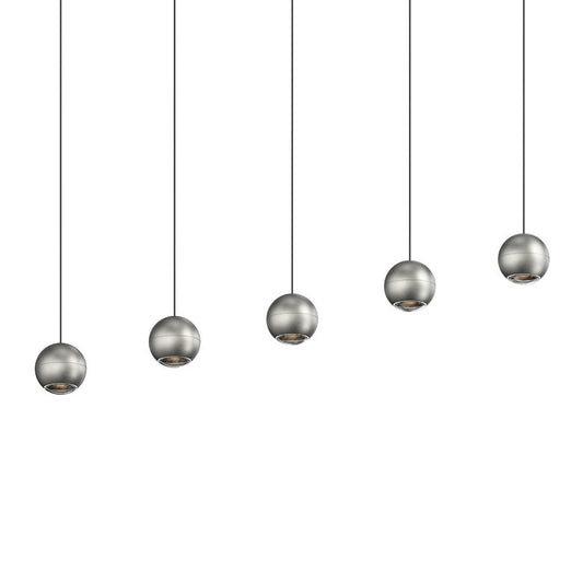 SONNEMAN Hemisphere 5-Light LED Natural Anodized Clear Acrylic Shade Pendant Light
