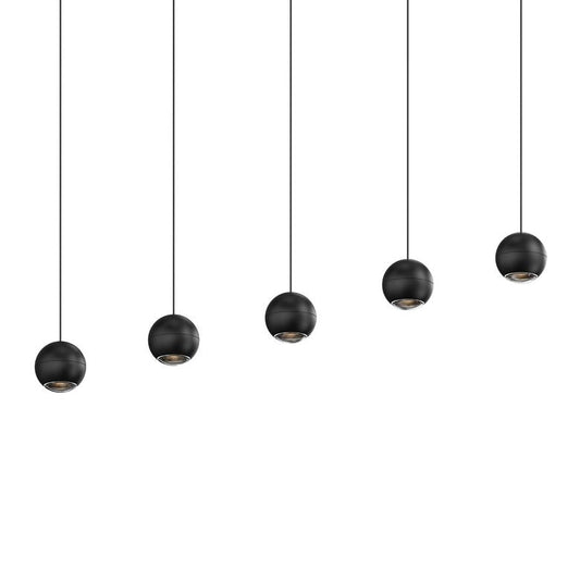 SONNEMAN Hemisphere 5-Light LED Textured Black Clear Acrylic Shade Pendant Light