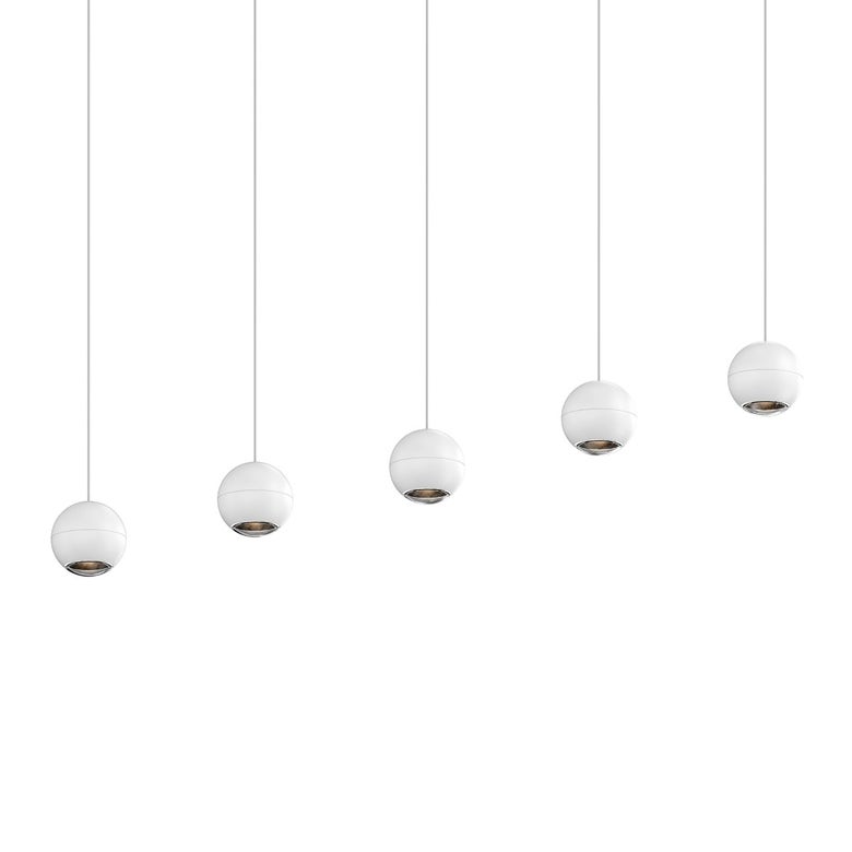 SONNEMAN Hemisphere 5-Light LED Textured White Clear Acrylic Shade Pendant Light