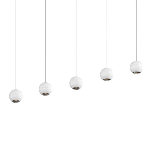 SONNEMAN Hemisphere 5-Light LED Textured White Clear Acrylic Shade Pendant Light