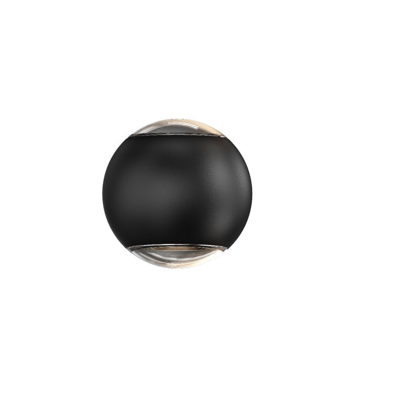 SONNEMAN Hemisphere Two-Sided 2-Light LED Textured Black Clear Acrylic Shade Wall Sconce