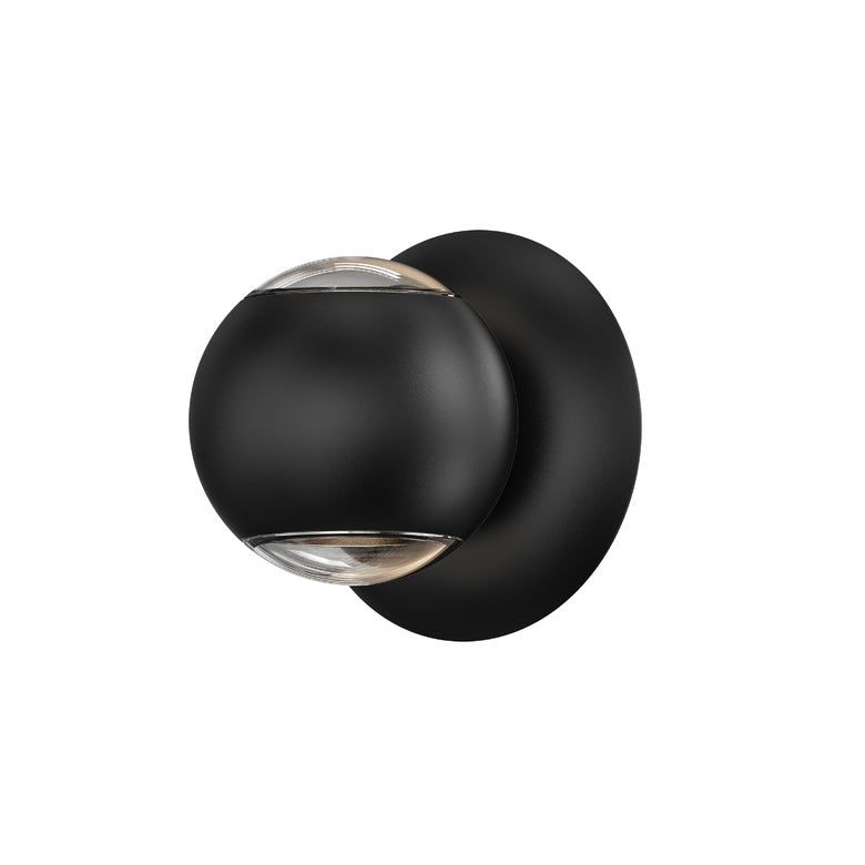 SONNEMAN Hemisphere Two-Sided 2-Light LED Textured Black Clear Acrylic Shade Wall Sconce