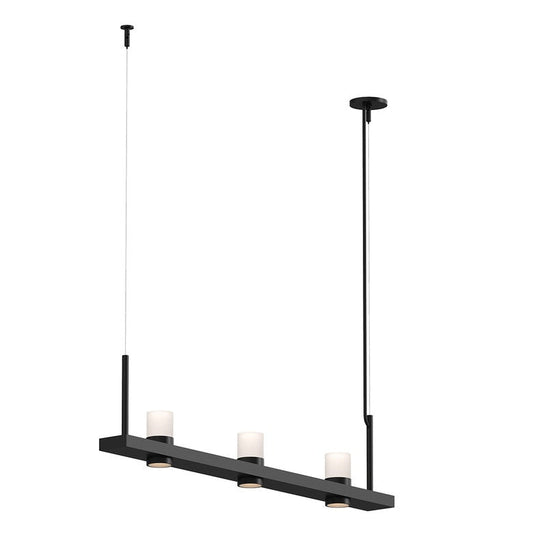 SONNEMAN Intervals 4' 3-Light LED Satin Black Etched Cylinder Uplight Trim Linear Beam Pendant Light